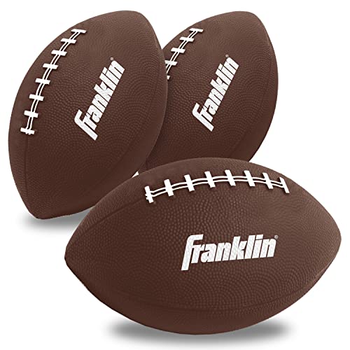 Franklin Sports Kids Mini Footballs Set – 3 Inflatable 6-Inch Toy Footballs with Air Pump