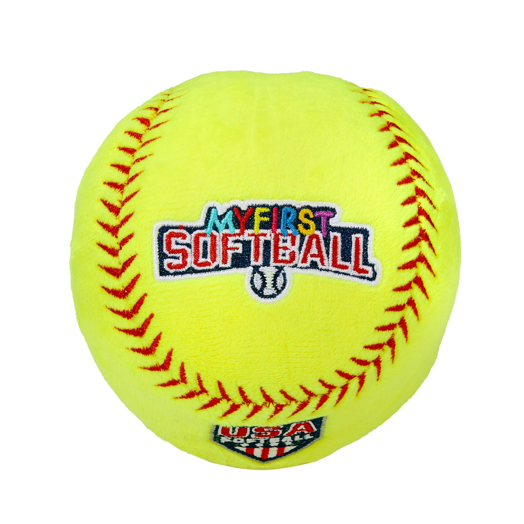 Franklin Sports MyFirst Soft Plush Softball – 4-Inch Yellow Stuffed Toy for Kids, USASB Licensed