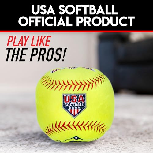 Franklin Sports MyFirst Soft Plush Softball – 4-Inch Yellow Stuffed Toy for Kids, USASB Licensed