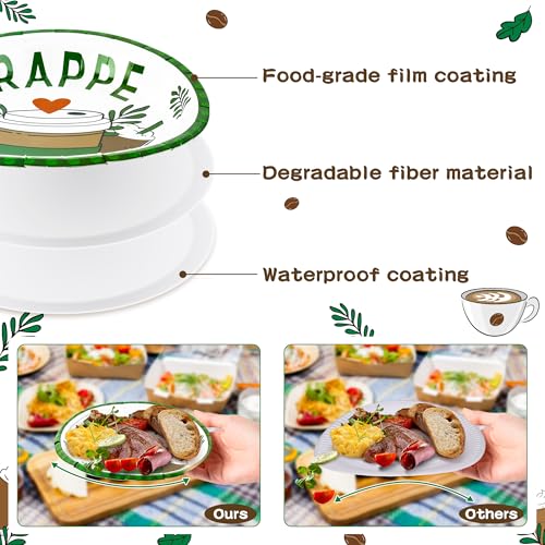 Frappe Coffee Themed 96-Piece Party Tableware Set – Disposable Plates, Napkins, Forks for 24 Guests