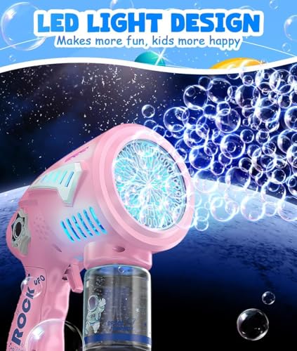 FREQUENT BUBBLES Big Bubble Gun - Rechargeable 72-Hole Bubble Machine with LED Lights for Kids Ages 3+