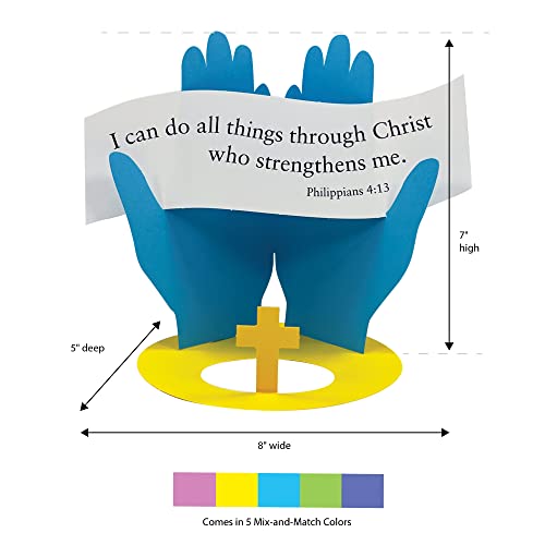 FreshCut Crafts Philippians 4:13 Punch-Out 3-D Paper Kit - 12 Colorful Tabletop Bible Crafts for Kids Ages 5+