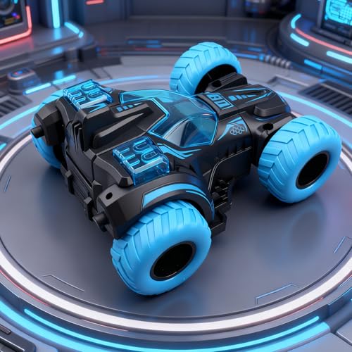 Friction Powered Flip Stunt Car – Push and Go Toy with 360° Spin, No Batteries Needed, for Kids Ages 3+ (Blue)