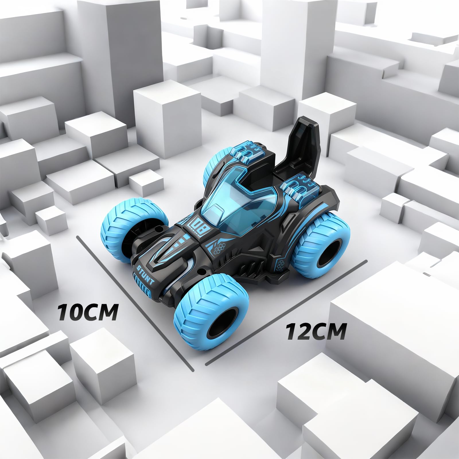 Friction Powered Flip Stunt Car – Push and Go Toy with 360° Spin, No Batteries Needed, for Kids Ages 3+ (Blue)