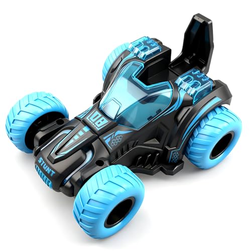 Friction Powered Flip Stunt Car – Push and Go Toy with 360° Spin, No Batteries Needed, for Kids Ages 3+ (Blue)