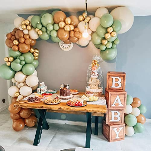 Frigg 4-Pack Wood Grain Baby Shower Boxes – Brown Teddy Bear Decor, Gender Reveal & Birthday Centerpiece Blocks