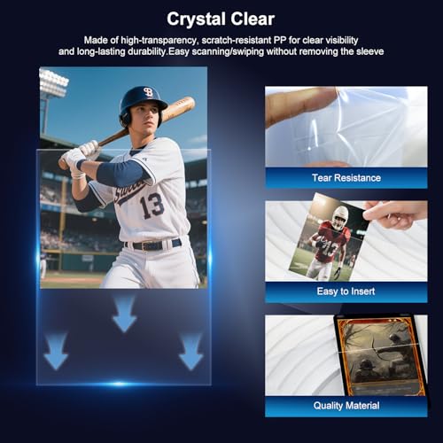 Frinail 1000 Clear Penny Sleeves for Trading Cards - Reinforced Edges, Standard Size 66x91mm