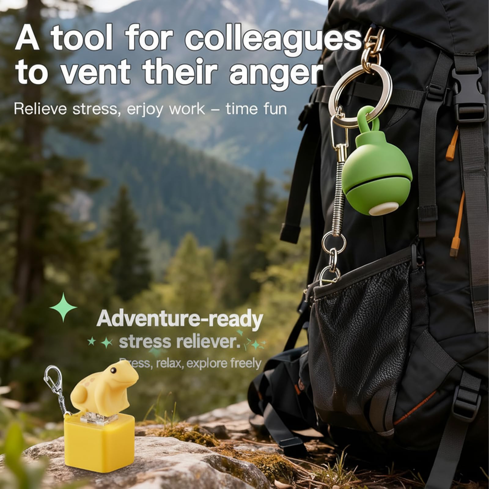 Frog Croaking Fidget Keychain – Realistic Sound & Lights, Keyboard Clicker for Stress Relief