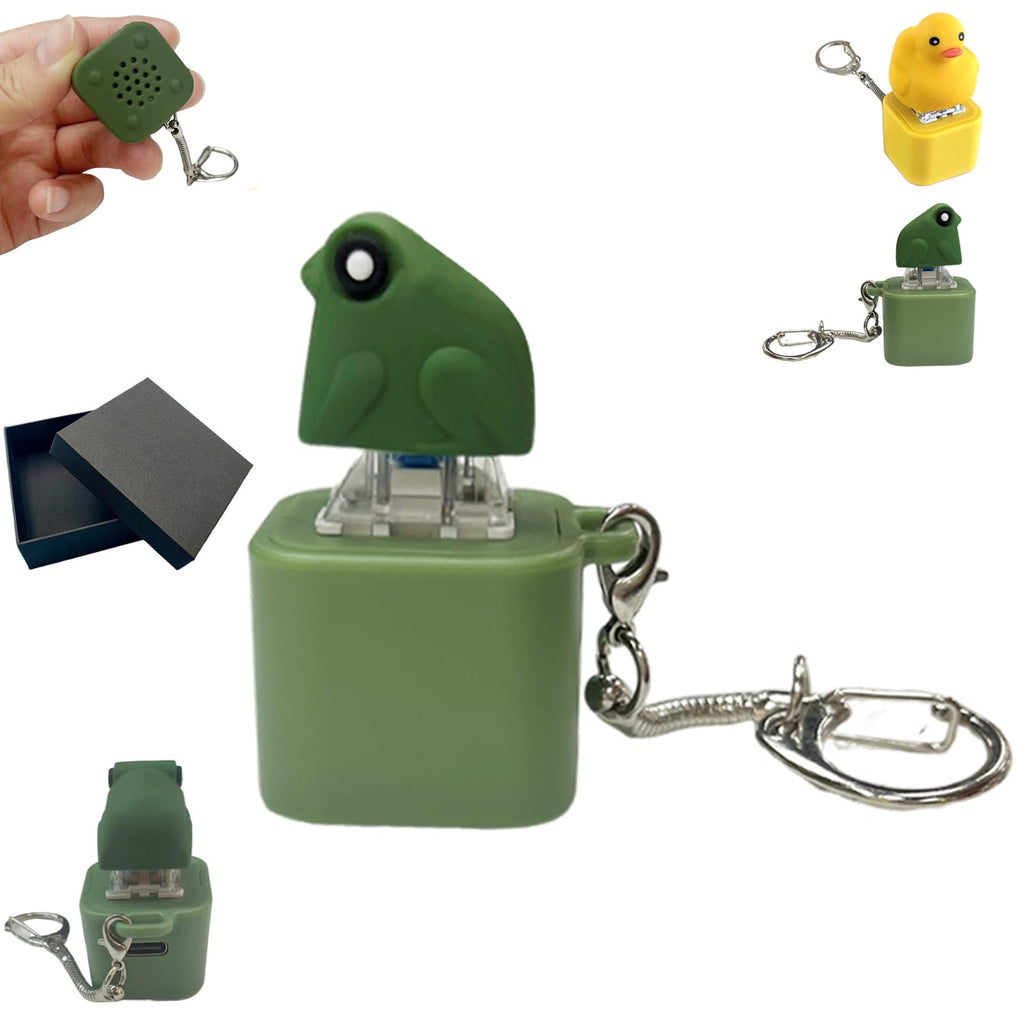 Frog Croaking Fidget Toy with LED Lights - Cute Keychain Stress Relief for Adults, ADHD & Autism