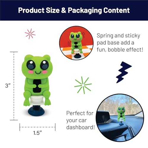 Frog on Toilet Dashboard Dancer – Bobblehead Frog Scrolling on Phone – Funny Car Dashboard Toy by GOOFBALLS
