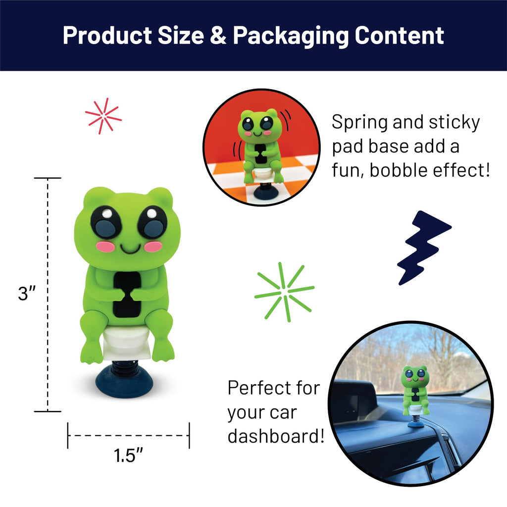 Frog on Toilet Dashboard Dancer – Bobblehead Frog Scrolling on Phone – Funny Car Dashboard Toy by GOOFBALLS