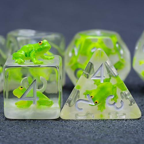 Frog Resin Dice Set – 7 Polyhedral Dice for D&D and RPG Games