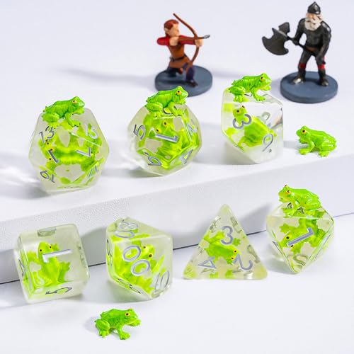 Frog Resin Dice Set – 7 Polyhedral Dice for D&D and RPG Games