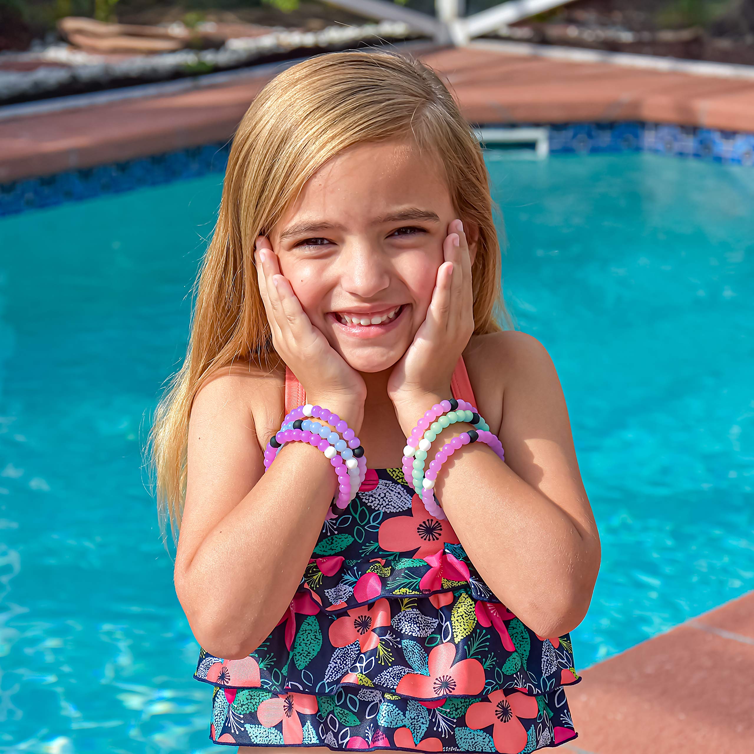 FROG SAC 6-Pack Silicone Beaded Bracelets for Kids and Teens - Cute Birthday Party Favors
