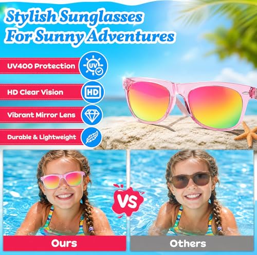 Froman Kids Sunglasses Bulk 16 Pack Neon UV 400 Protection Party Favors for Ages 3-8