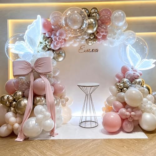 Froova 12-Inch Dusty Pink Balloons - 50 Piece Set with Pearl & Clear Balloons for Baby Shower, Wedding, Birthday Decor