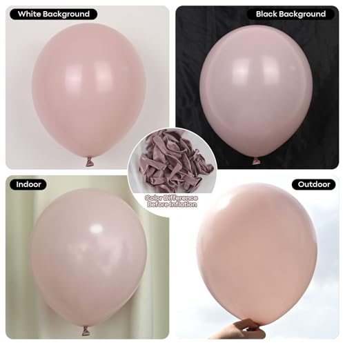 Froova 12-Inch Dusty Pink Balloons - 50 Piece Set with Pearl & Clear Balloons for Baby Shower, Wedding, Birthday Decor