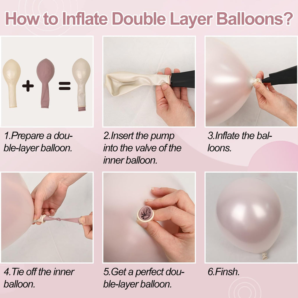 Froova 12-Inch Dusty Pink Balloons - 50 Piece Set with Pearl & Clear Balloons for Baby Shower, Wedding, Birthday Decor
