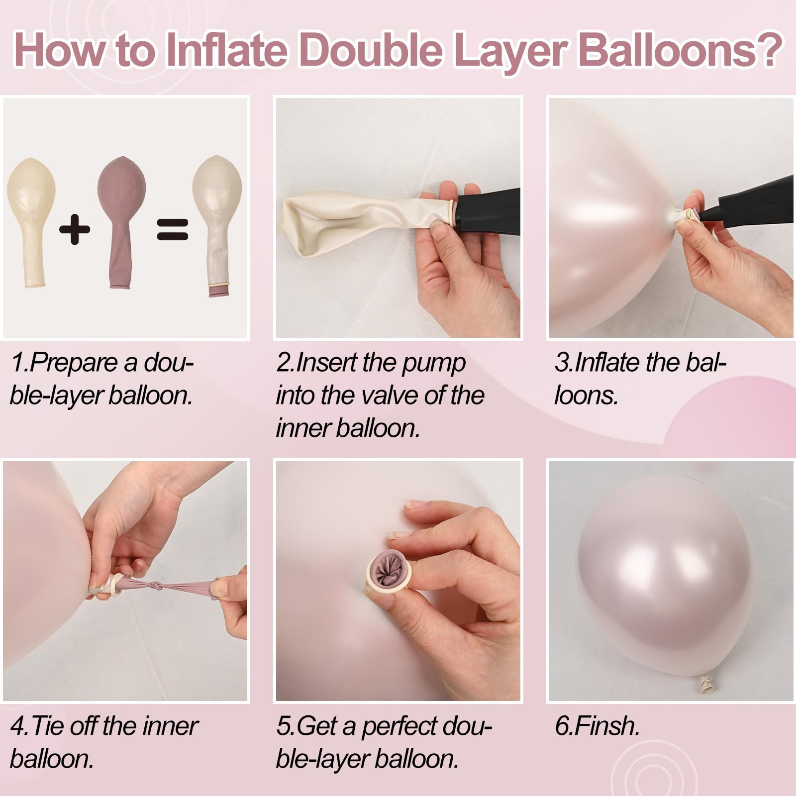 Froova 12-Inch Dusty Pink Balloons - 50 Piece Set with Pearl & Clear Balloons for Baby Shower, Wedding, Birthday Decor