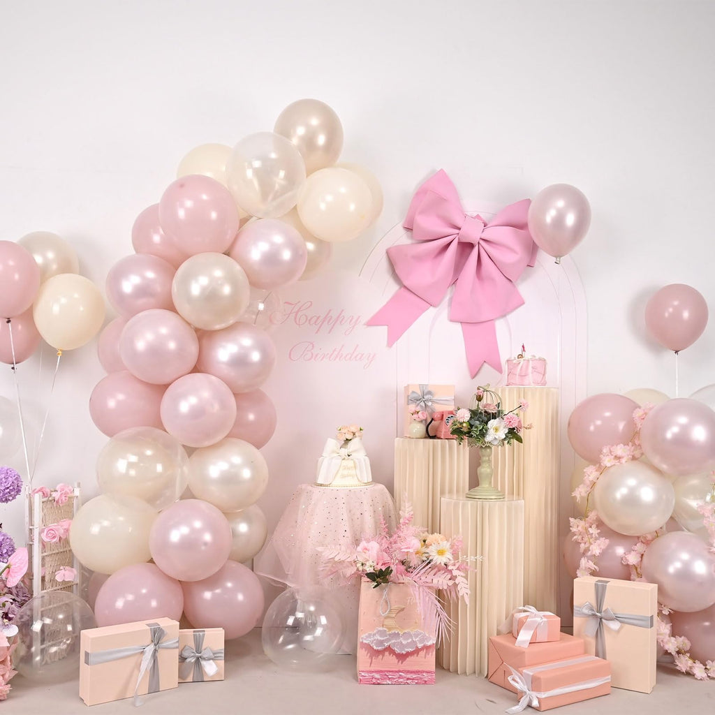 Froova 12-Inch Dusty Pink Balloons - 50 Piece Set with Pearl & Clear Balloons for Baby Shower, Wedding, Birthday Decor