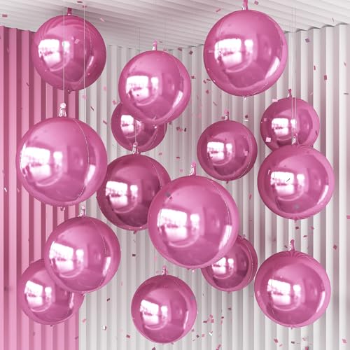 Froova 14 Pack Pink Foil Balloons - 22/15/10 Inch 4D Ball Set for Party Decor