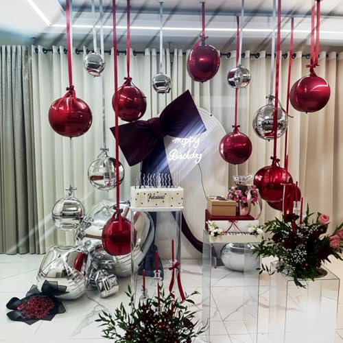 Froova 14-Piece Burgundy Foil Balloon Set – 22/15/10 Inch Maroon Metallic 4D Balloons for Parties