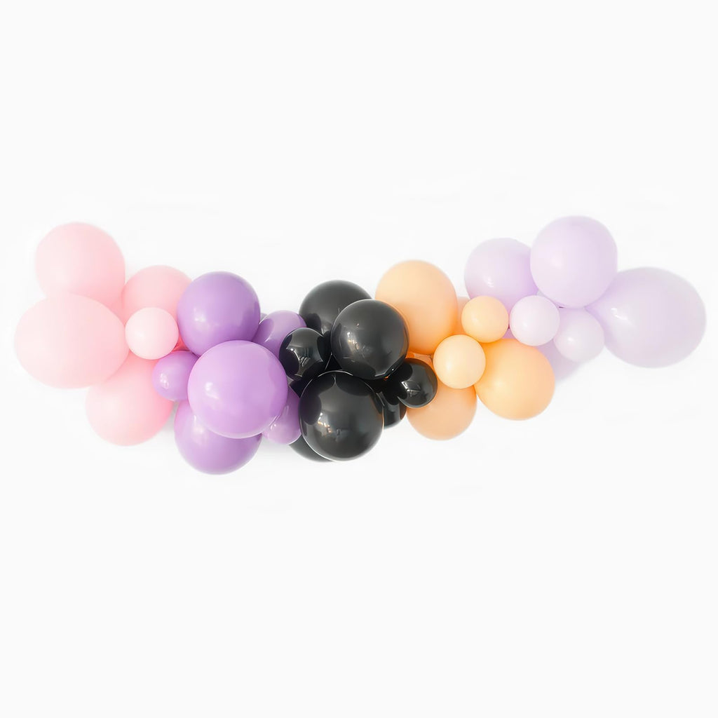 Froova 51-Piece Halloween Balloon Set - Pastel Pink Purple Black with Bat Stickers & Ribbon