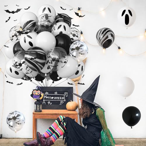 Froova 51-Piece Halloween Balloon Set with Bat Stickers and Ghost Balloons