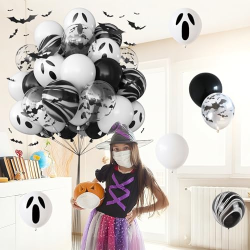 Froova 51-Piece Halloween Balloon Set with Bat Stickers and Ghost Balloons