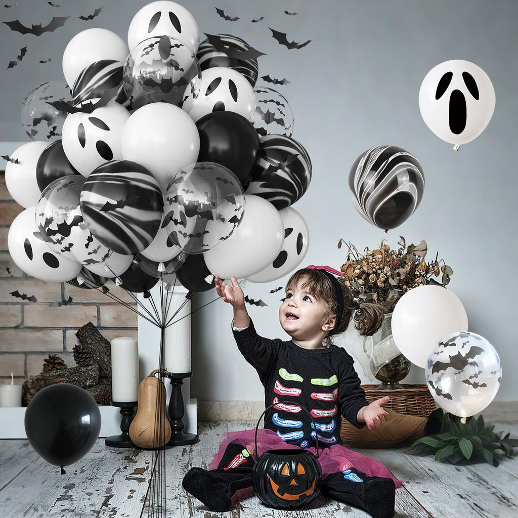 Froova 51-Piece Halloween Balloon Set with Bat Stickers and Ghost Balloons