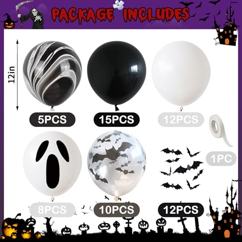 Froova 51-Piece Halloween Balloon Set with Bat Stickers and Ghost Balloons