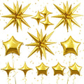 Froova Gold Foil Star Balloons Set - 22/18/10 Inch Metallic Stars for New Year, Baby Shower, Birthday Party Decorations