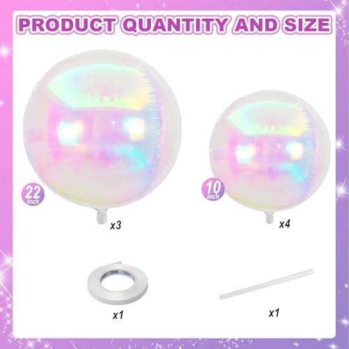 Froova Iridescent 4D Balloons Set – 7 Foil Balloons (22 & 10 Inch) for Party Decor
