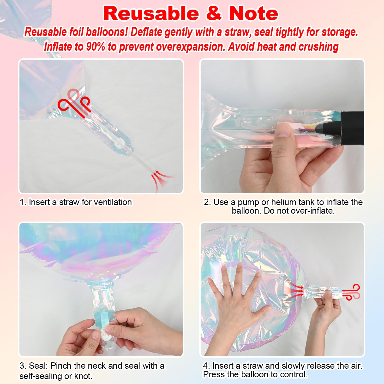 Froova Iridescent 4D Balloons Set – 7 Foil Balloons (22 & 10 Inch) for Party Decor