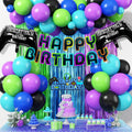 Froova Video Game Birthday Decorations – 72-Piece Gaming Party Kit with Controller Balloons & Fringe Curtain