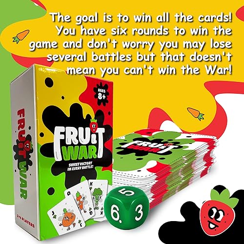 Fruit War Card Game – A Fast Twist on the Classic War Game for 2-4 Players, Ages 8+