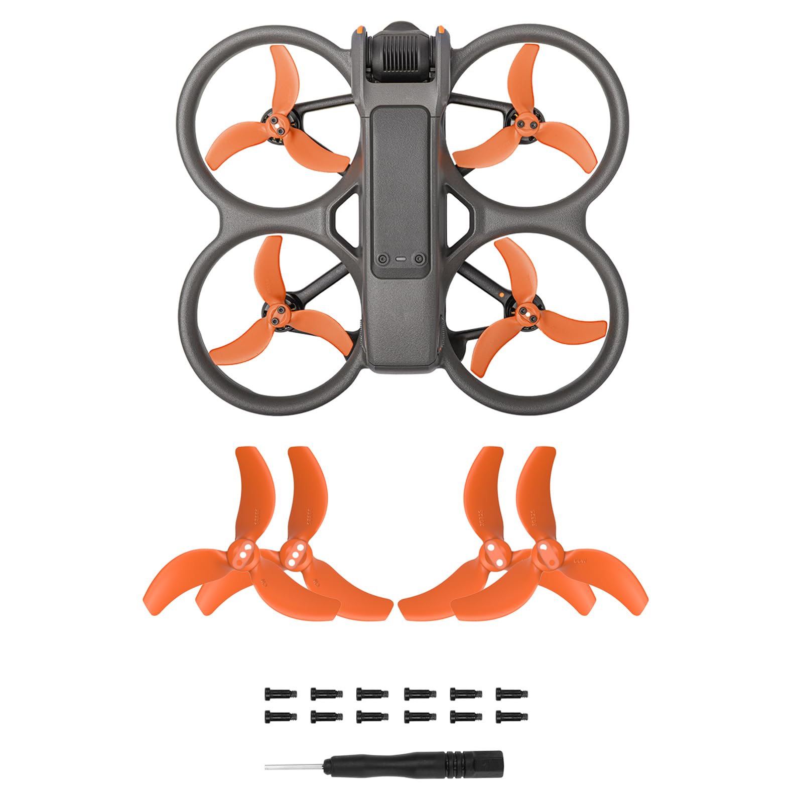 FSIDIWT Avata 2 Propellers Replacement – Low Noise Orange Blades with Screws and Screwdriver for DJI Avata 2 Drone (4-Pack)
