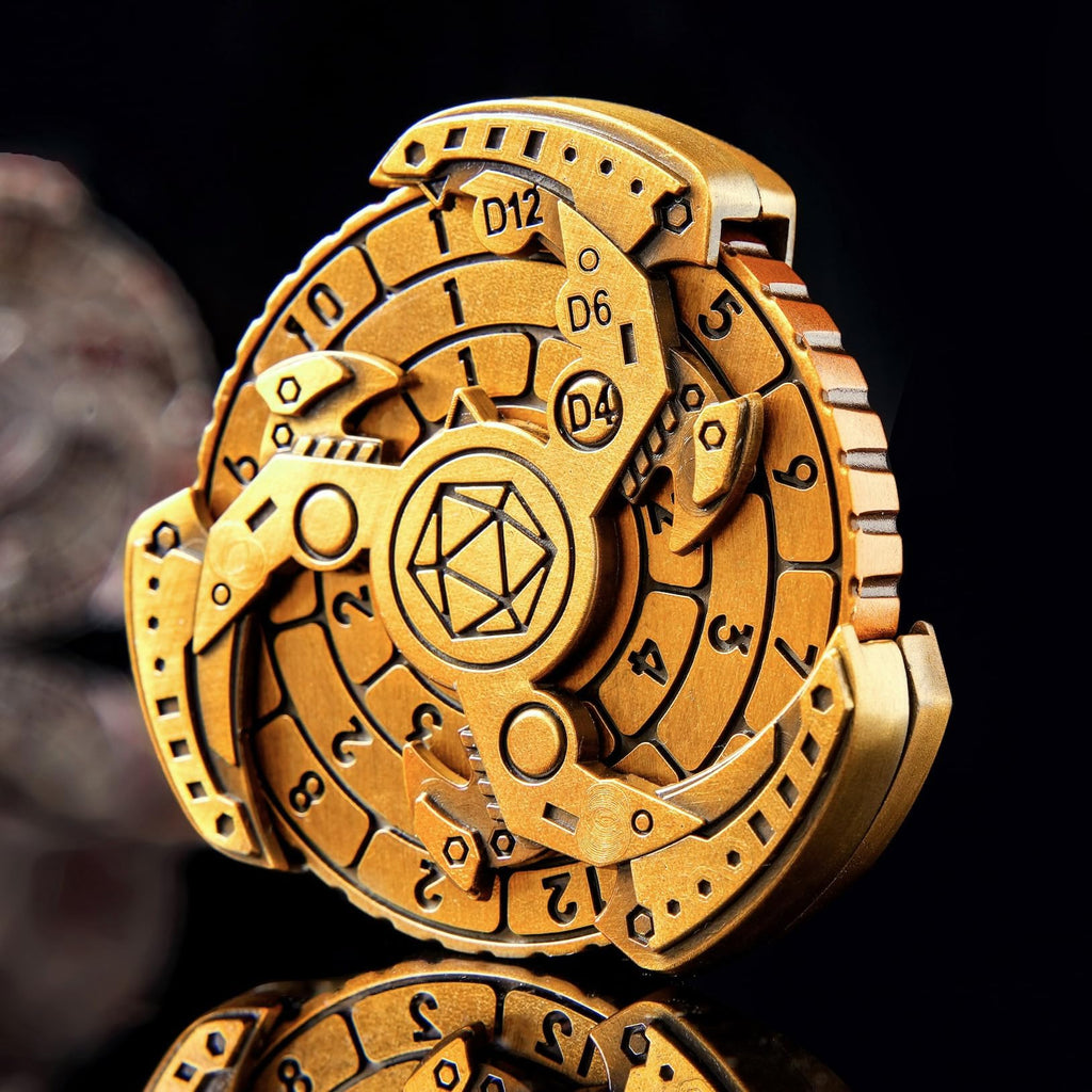FTNNGIME 7-in-1 Metal Spinner DND Dice Set – Gold Compass Dice for RPG Games