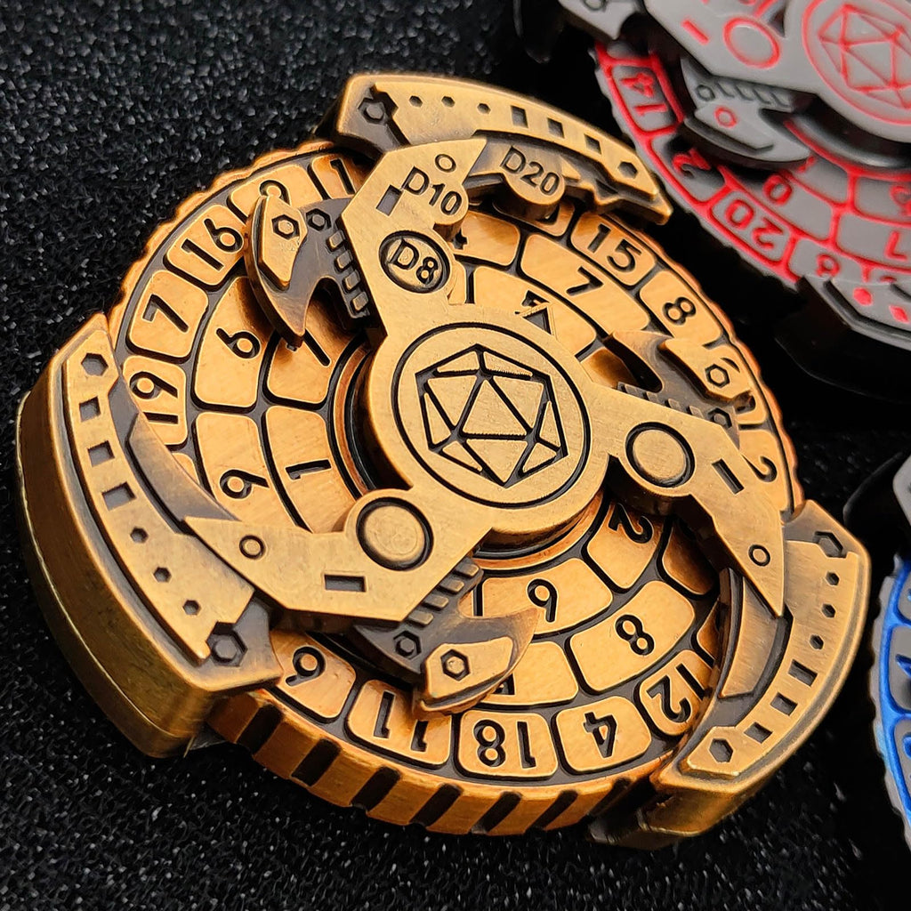 FTNNGIME 7-in-1 Metal Spinner DND Dice Set – Gold Compass Dice for RPG Games