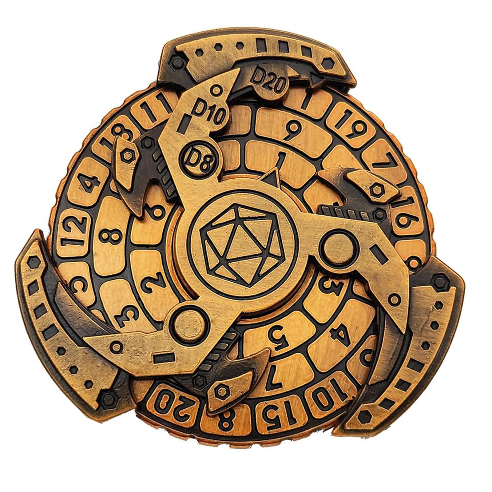 FTNNGIME 7-in-1 Metal Spinner DND Dice Set – Gold Compass Dice for RPG Games