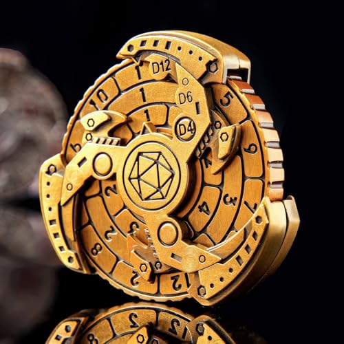 FTNNGIME 7-in-1 Metal Spinner DND Dice Set – Gold Compass Dice for RPG Games