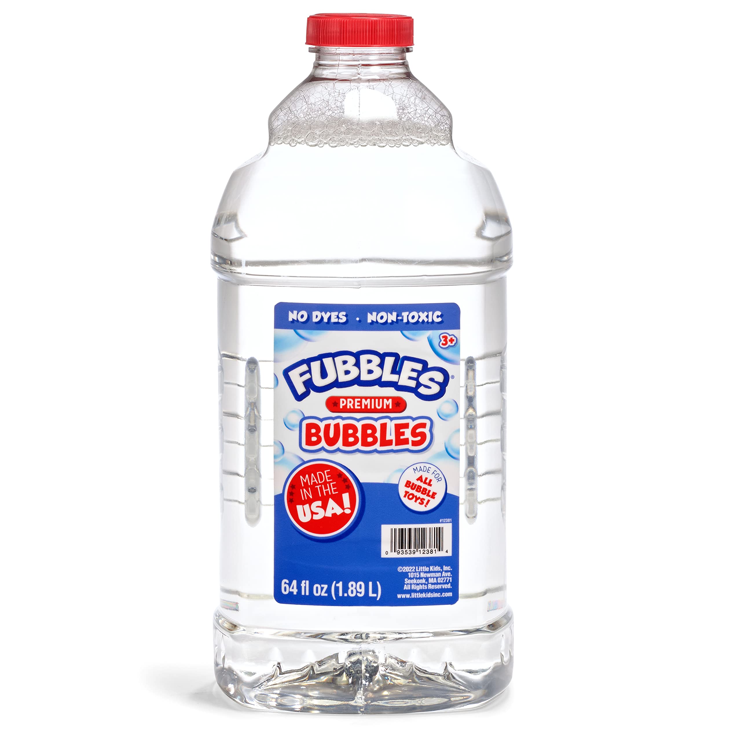 Fubbles 64 oz Bubble Solution Refill – Non-Toxic, Made in USA – Bulk Bubble Machine Refill