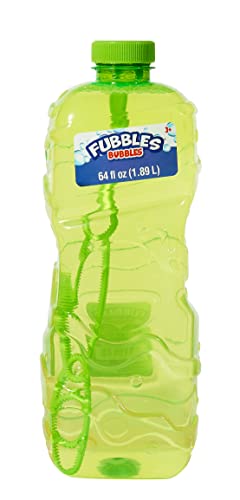 Fubbles 64oz Non-Toxic Bubble Solution Refill with Multi-Hole Wand – Safe for Kids 3+
