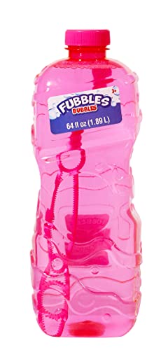 Fubbles 64oz Non-Toxic Bubble Solution Refill with Multi-Hole Wand – Safe for Kids 3+