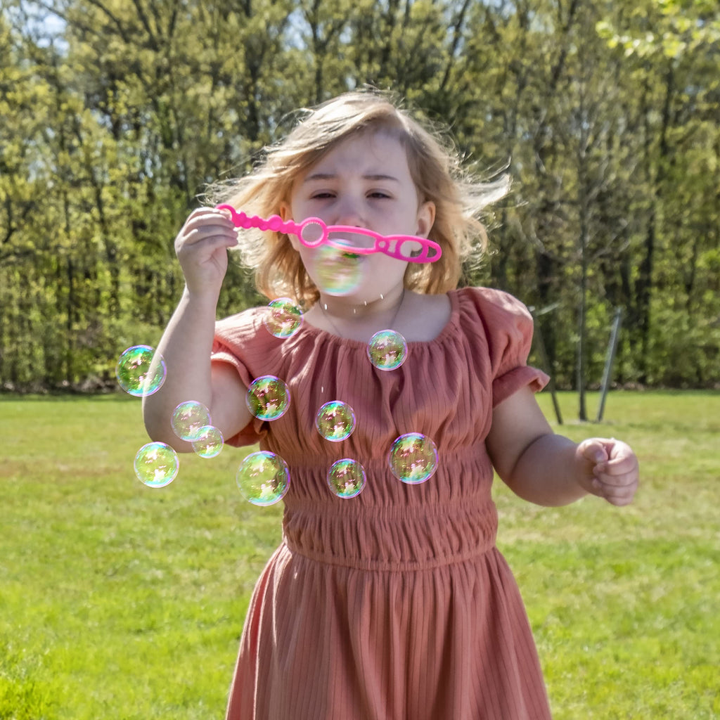 Fubbles 64oz Non-Toxic Bubble Solution Refill with Multi-Hole Wand – Safe for Kids 3+