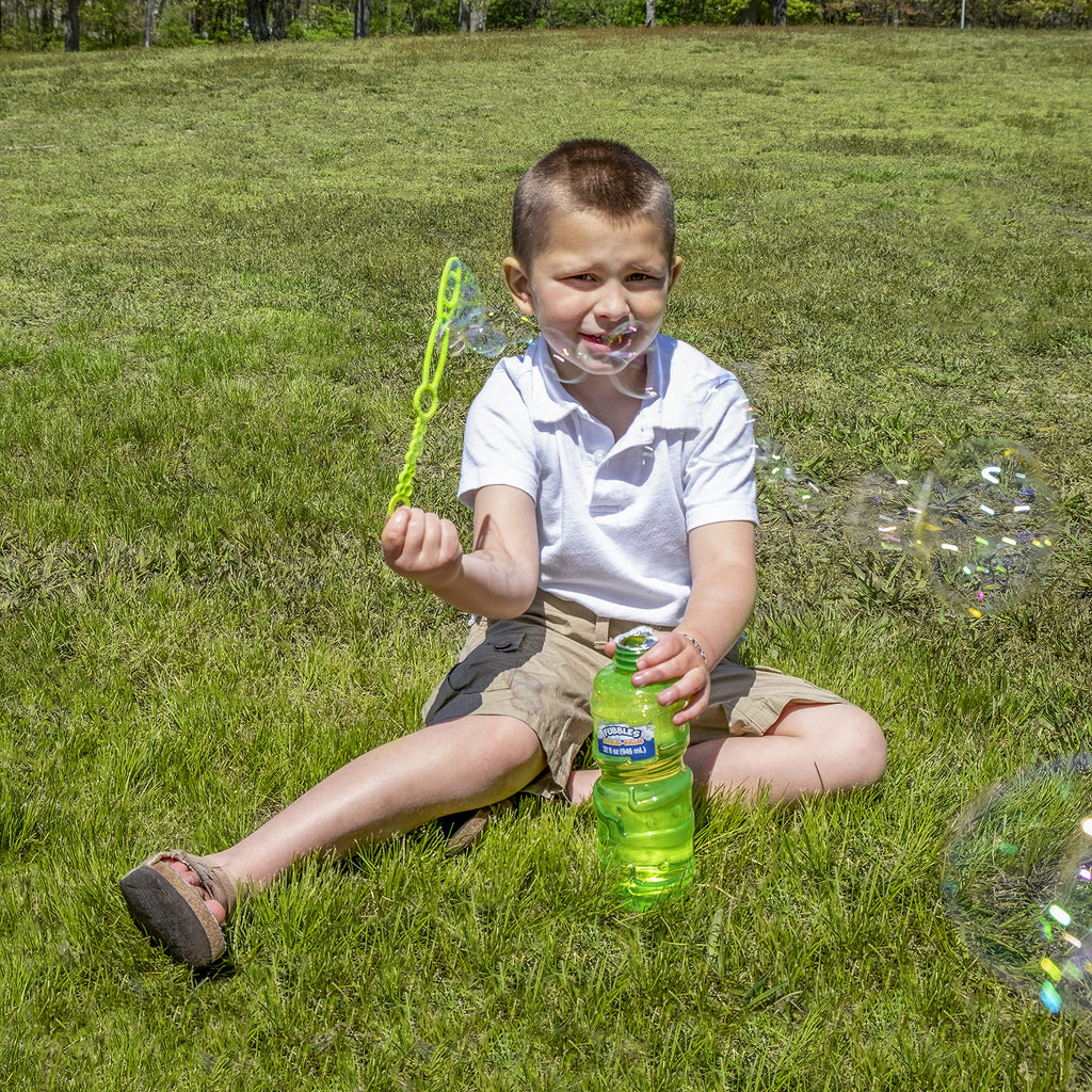 Fubbles 64oz Non-Toxic Bubble Solution Refill with Multi-Hole Wand – Safe for Kids 3+