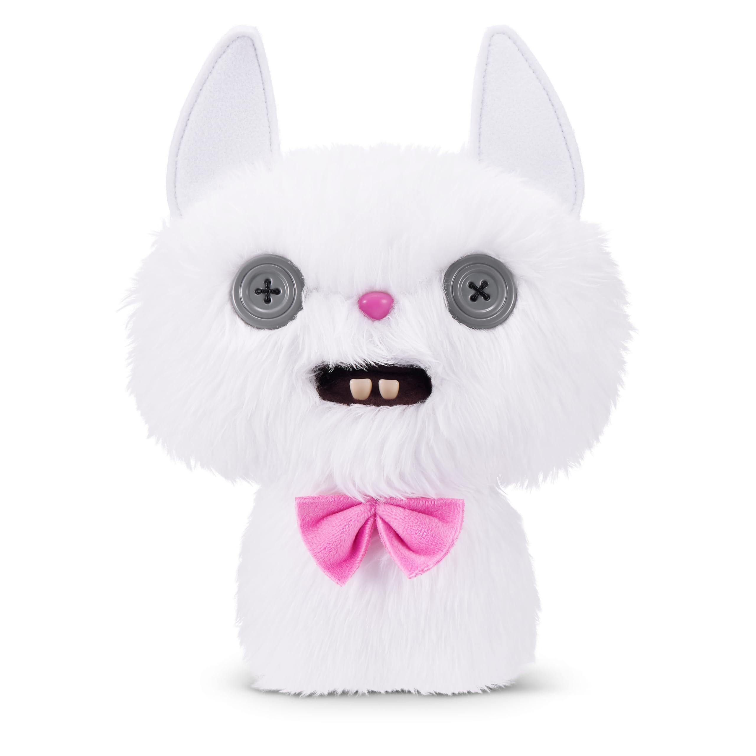 Fuggler Alley Cats 9-Inch Plush Toy (Cheezee) White: Funny Ugly Monster Stuffed Animal with Human-Like Teeth, Collectible for Kids & Adults