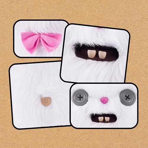 Fuggler Alley Cats 9-Inch Plush Toy (Cheezee) White: Funny Ugly Monster Stuffed Animal with Human-Like Teeth, Collectible for Kids & Adults
