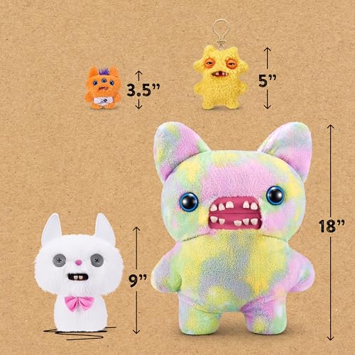 Fuggler Alley Cats 9-Inch Plush Toy (Cheezee) White: Funny Ugly Monster Stuffed Animal with Human-Like Teeth, Collectible for Kids & Adults