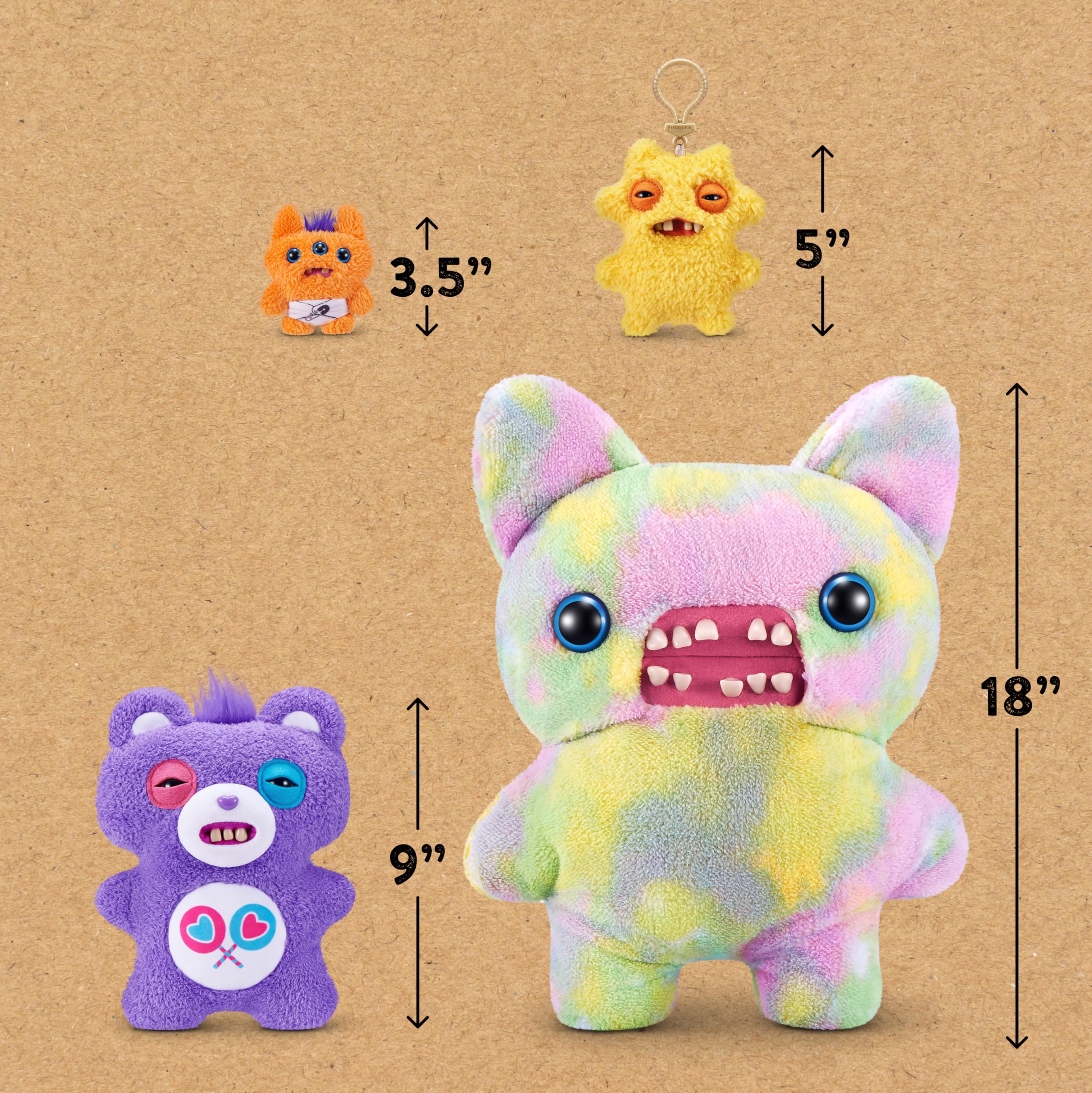 Fuggler Care Bears Share Bear 9-Inch Plush Toy – Soft, Ugly Crossover Collectible with Human-Like Teeth